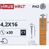 Haushalt SAVIVARŽČIAI 4,2X16 METALAS MEDIENA ZN 30 VNT.