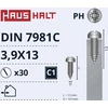 Savisriegiai Haushalt, DIN7981C, 3,9 x 13 mm, 30 vnt.