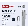 Savisriegiai Haushalt, DIN7981C, 4,8 x 25 mm, 25 vnt.