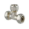 Užveržiamas trišakis TDM Brass 1045, 90 °, 16mm, žalvaris/nikelis