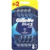 Blue3 Vienkartiniai skustuvai Gillette Mėlynas 3, 6 vnt.+ 2 vnt.