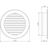 Ventiliatorius Ventiliacijos grotelės Europlast VR125P, plastikas, 125 mm