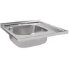 Virtuvinė plautuvė AB 600X600X0.6MM su paviršiumi, kairinė, su sifonu, uždedama