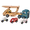 Adam Toys Medinė daugiafunkcė laweta su gelbėjimo automobiliais, vaikams nuo 18 mėn.