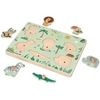 Adam Toys Medinė garsinė safari gyvūnų dėlionė su rankenėlėmis, vaikams nuo 18 mėn.