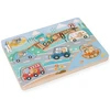 Adam Toys Medinė garsinė transporto priemonių dėlionė su rankenomis, vaikams nuo 2 metų