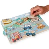 Adam Toys Medinė garsinė transporto priemonių dėlionė su rankenomis, vaikams nuo 2 metų