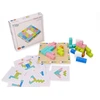 Adam Toys Medinė logikos žaidimo dėlionė Tetris su 18 spalvotų kaladėlių ir užduočių kortelėmis, vaikams nuo 3 metų