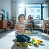 Jinkee Žaidimų rinkinys daržovėms ir vaisiams pjaustyti su lenta, vaikams nuo 3 metų, lavina smulkiąją motoriką, spalvotas
