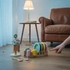 Kabi Medinis vaikų indų rinkinys su džiovinimo stovu, 16 dalių, nuo 3 metų, natūrali mediena, pasteliniai atspalviai