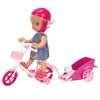 Lean Toys Žavingas rinkinys su lėle, dviračiu ir priekaba