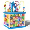 Lean Toys Medinis edukacinis kubas rūšiuoklis su abėcėle, Anglų kalba 35x23x23 cm