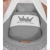 Pintas kūdikio lopšys su uždanga Little Prince Princess antracito spalvos