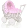 My Sweet Baby Lėlių pintas vežimėlis baltas su rožine patalyne