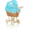 My Sweet Baby Lėlės pintas vežimėlis su turkio spalvos patalyne – natūralus
