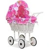 My Sweet Baby Lėlės pintas vežimėlis su rožine patalyne – baltas