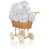 My Sweet Baby Lėlės pintas vežimėlis su juodai balta patalyne – natūralus