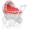 My Sweet Baby Lėlių pintas vežimėlis baltas su raudona patalyne