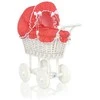 My Sweet Baby Lėlės pintas vežimėlis su raudona patalyne – baltas