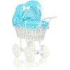 My Sweet Baby Lėlių pintas vežimėlis su turkio spalvos patalyne – baltas