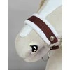 Super Hobby Horse Hobio žirgo kantaras A3 su baltais pūkais ir balta-ruda pavadėliu