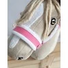 Super Hobby Horse Reguliuojamas kantaras hobi arkliukui – rožinis su balta pūkine apdaila