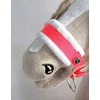 Super Hobby Horse Reguliuojamas kantaras hobi arkliukui – neoninis rožinis su balta pūkine apdaila