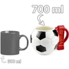 Sprintigo Didelis futbolo formos puodelis su 700 ml talpa ir silikonine padėkliuke, futbolo gerbėjams