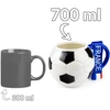 Sprintigo Didelis futbolo formos puodelis su 700 ml talpa ir silikonine padėkliuke, futbolo gerbėjams