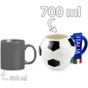 Sprintigo Didelis futbolo formos puodelis su 700 ml talpa, futbolo gerbėjams, juodas