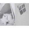 Žaidimų palapinė vaikams pilka su dekoratyvinėmis plunksnomis – smagiems nuotykiams namuose.