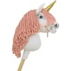 Super Hobby Horse Vienaragis ant lazdos Hobby Horse su rožine karčiene ir auksiniu ragu
