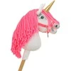 Super Hobby Horse Hobby Horse vienaragis ant lazdos su rožine karčiene ir auksiniu ragu