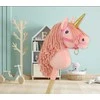 Super Hobby Horse Vienaragis ant lazdos Hobby Horse rožinis su auksiniu ragu