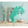 Super Hobby Horse Hobby Horse vienaragis ant lazdos mėtų spalvos su sidabriniu ragu