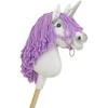 Super Hobby Horse Vienaragis ant lazdos su violetine karčiais ir sidabriniu ragu Hobby Horse