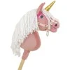 Super Hobby Horse Vienaragis Hobby Horse lazdoje pastelinės rožinės spalvos su balta karčiais A4