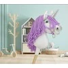 Super Hobby Horse Vienaragis ant lazdos su violetine karčiais ir sidabriniu ragu Hobby Horse