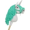 Super Hobby Horse Hobby Horse vienaragis su lazda balta spalva su mėtų karčiais ir sidabriniu ragu