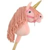 Super Hobby Horse Vienaragis ant lazdos Hobby Horse rožinis su auksiniu ragu