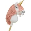 Super Hobby Horse Vienaragis ant lazdos Hobby Horse su rožine karčiene ir auksiniu ragu