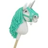 Super Hobby Horse Hobby Horse vienaragis su lazda balta spalva su mėtų karčiais ir sidabriniu ragu
