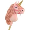Super Hobby Horse Vienaragis ant lazdos Hobby Horse rožinis su auksiniu ragu