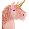 Super Hobby Horse Vienaragis ant lazdos Hobby Horse rožinis su auksiniu ragu