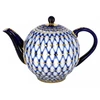 Lomonosovo imperatoriškasis porceliano arbatinukas „Tulip Cobalt Net“, 600 ml