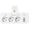 Gotel maitinimo adapteris su 3 lizdais, 2 USB ir USB-C