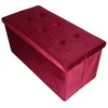 Ikonka Bordo spalvos veliūrinė sulankstoma pufa su daiktadėže 77x38x37 cm