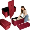 Ikonka Bordo spalvos veliūrinė sulankstoma pufa su daiktadėže 77x38x37 cm