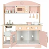 Ikonka Medinė vaikų virtuvėlė MDF MODERN CLASSIC su priedais, 82 cm, rožinė