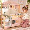 Ikonka Medinė vaikų virtuvėlė MDF MODERN CLASSIC su priedais, 82 cm, rožinė